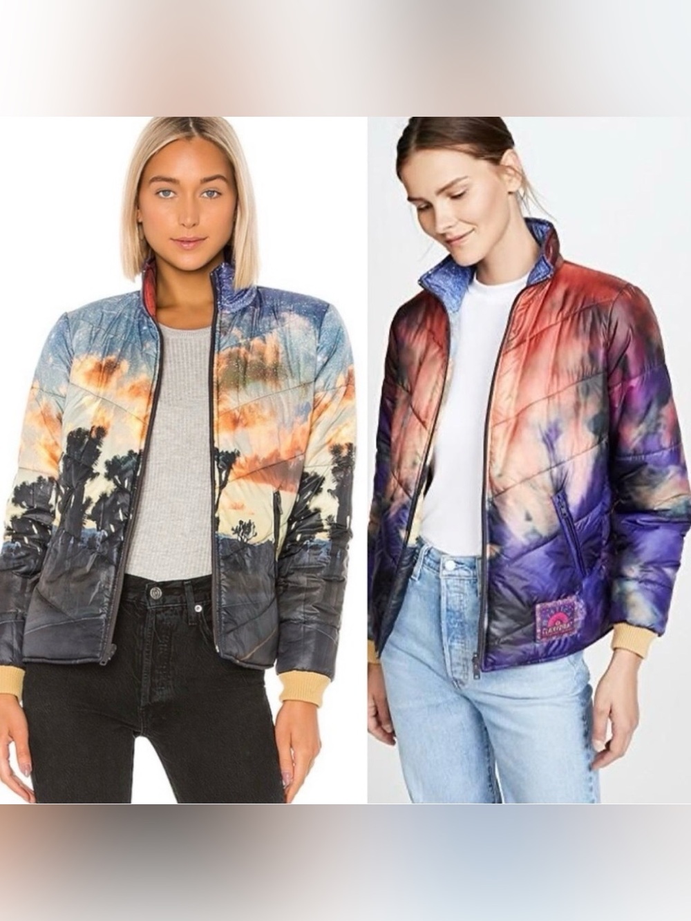 Mother The Two Faced Puffer Jacket Small Joshua Tree Celestial Reversible Whimsy